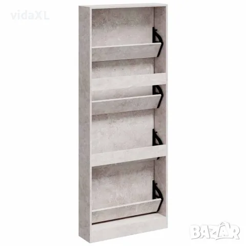 vidaXL Шкаф за обувки, бетонно сив, 59x17x150 см, инженерно дърво, снимка 6 - Шкафове - 56147126