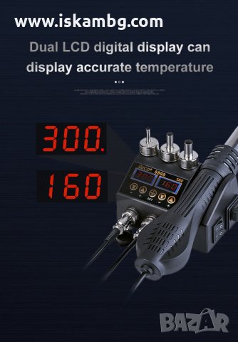 Професионална!!! Станция за горещ въздух и поялник за запояване LCD дисплей - КОД 8858, снимка 10 - Поялници и запояване - 34171526