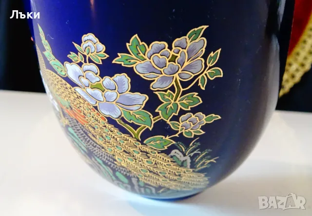 Ваза японски порцелан,злато,пауни,цветя. , снимка 7 - Вази - 48417861