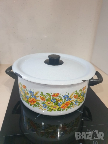 Стара емайлирана тенджера, снимка 10 - Съдове за готвене - 52678070