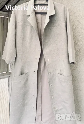 Бутикова рокля от груб лен с подплата, снимка 3 - Рокли - 48025456