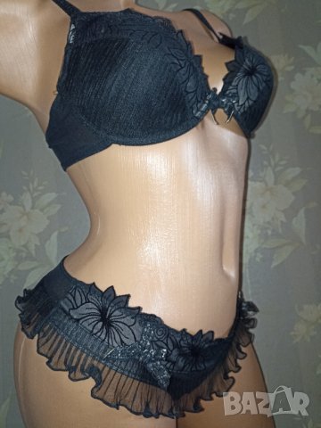 Sexy lingerie -75 C /M,- Луксозен комплект сутиен с твърди чашки с банел и бикини , снимка 2 - Бельо - 44506183