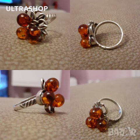 Уникален сребърен пръстен Вътрешен диаметър 15,6мм Печат 925, снимка 1