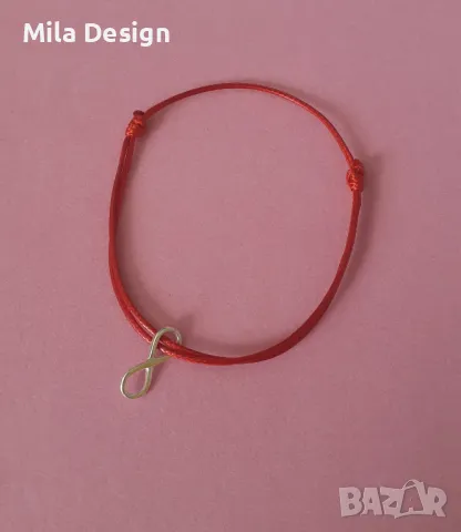 Гривна червен конец със сребро, снимка 5 - Гривни - 39532407