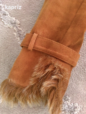 Кафяво яке от набук с кожички, размер Л, Цена 9 евро , снимка 3 - Якета - 53876327