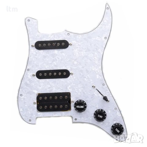 КЛАСИЧЕСКА ПЛАТКА С АДАПЕРИ И ПОТЕЦИОМЕТРИ ЗА КИТАРИ ТИП ФЕНДЕР.БЯЛА ПЕРЛА