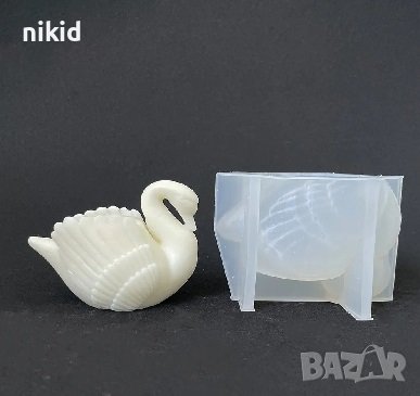 3D лебед с поставка за свещ свещник силиконов молд форма фондан смола гипс шоколад декор, снимка 2 - Форми - 42365058
