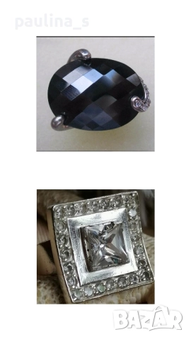Два броя / Масивен сребърен пръстен с камъни / проба 925