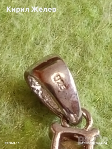 Фешън сребърна висулка инкрустирана с синтетични розови цирконий 52538, снимка 8 - Колиета, медальони, синджири - 52911716