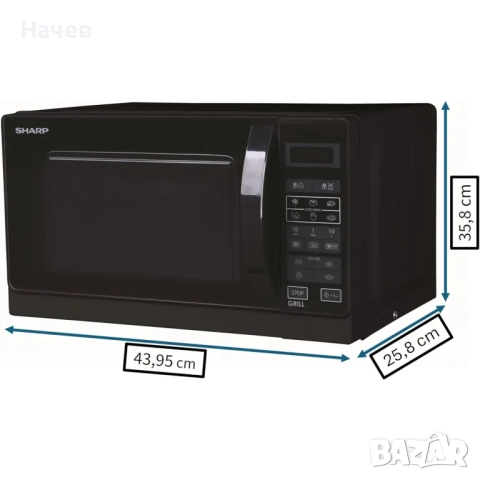 Микровълнова печка Sharp 20L (Черна) Клас А, снимка 2 - Микровълнови - 52482181