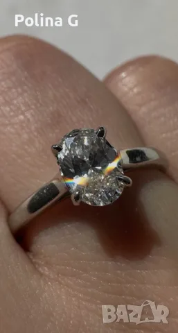 Оригинален Tiffany & Co. платинен годежен пръстен с диамант 0.53 ct – G / VS2, снимка 2 - Пръстени - 56299647