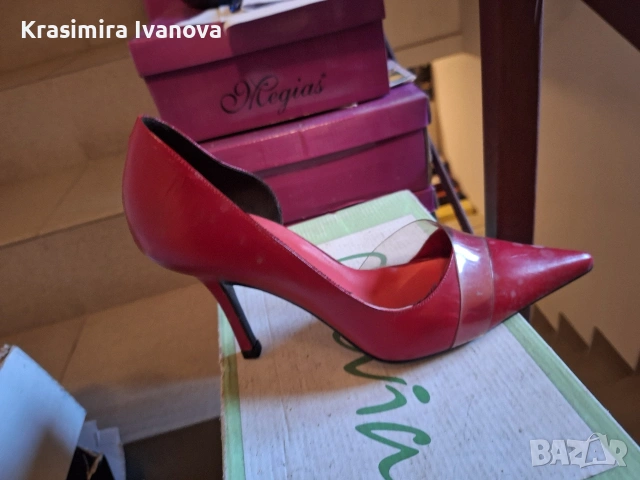 нови обувки естествена кожа цвят червен , снимка 2 - Дамски обувки на ток - 54209639