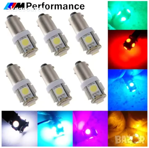 2 бр. нови Габаритни крушки BA9S 5 SMD 5050 Автомобилна LED вътрешна лампа крушка за номер и врата