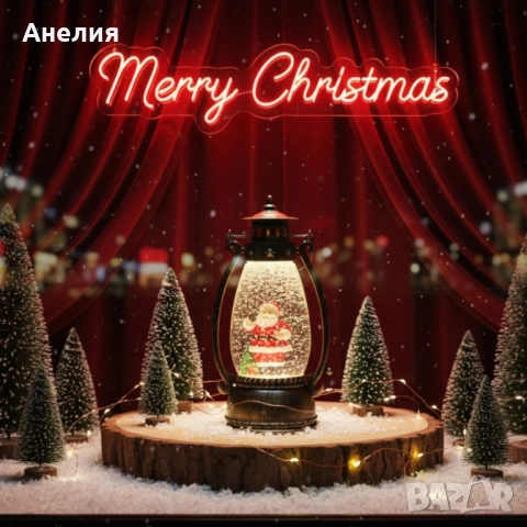 Ретро Led коледен фенер с ефект падащ сняг, снимка 2 - Декорация за дома - 52230950