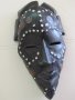 Африканска маска с медни инкрустации-голяма, снимка 3
