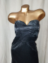 L Черна сатенена рокля с пайети , снимка 3