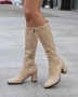 Ботуши на ток - бежова кожа, снимка 1
