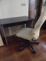 дървено бюро и кресло на колелца, снимка 1