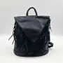 Дамска раница от еко кожа с ресни – бохо стил 36×30×16 см, снимка 2