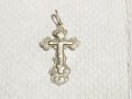 сребърен кръст разпятие православен кръст с Исус Христос и надпис Споси и Сохрани сребро, снимка 3
