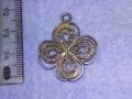 СТАРИННА ФИЛИГРАННА ПОСРЕБРЕНА МЕДНА ВИСУЛКА МЕДАЛЬОН ЧЕТИРИЛИСТНА ДЕТЕЛИНА РЪЧНА ИЗРАБОТКА 40092, снимка 6