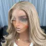Пепеляво руса Ash Blonde перука с лейс фронт 13×4 - меки вълни, снимка 2