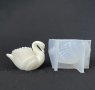 3D лебед с поставка за свещ свещник силиконов молд форма фондан смола гипс шоколад декор, снимка 2