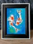 Японски рибки Кои, картина пастел, оригинал, снимка 1 - Картини - 44224588