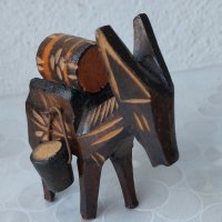 стара дървена фигура дърворезба дървено магаре с буре, снимка 3 - Статуетки - 28884142