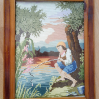 Гоблен "Малкият рибар" 1693 от Вилер , снимка 1 - Гоблени - 36452156