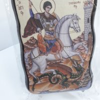 Луксозна икона на платно на Свети Георги Победоносец- Мат вариант Пастел., снимка 2 - Икони - 40528066