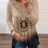 Дамска трикотажна ежедневна блуза с дантела, 3цвята - 023, снимка 2 - Блузи с дълъг ръкав и пуловери - 39317618