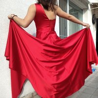 Официална сатенена червена рокля, снимка 5 - Рокли - 40124924