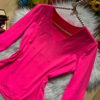 Неоново розова блуза, снимка 2 - Блузи с дълъг ръкав и пуловери - 38958402