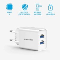 Amoner 24W, 2 x USB зарядно устройство, снимка 2 - Оригинални зарядни - 40249126