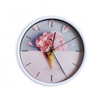 2038 Стенен кръгъл часовник Сладолед от цветя, снимка 2 - Декорация за дома - 32184029
