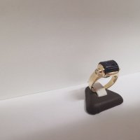 Златен пръстен с авантюрин и циркони , снимка 2 - Пръстени - 38997813