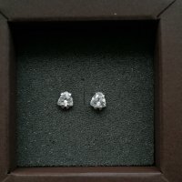 Сребърни обеци с камъни цирконий, снимка 1 - Обеци - 31033910