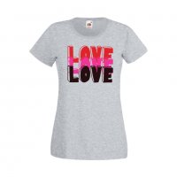 Дамска тениска Свети Валентин LOVE LOVE LOVE 1, снимка 2 - Тениски - 35648178