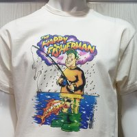 Нова мъжка забавна тениска с трансферен печат HAPPY FISHERMAN (Щастливия Рибар), снимка 2 - Тениски - 28296202