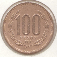 Chile-100 Pesos-1994-KM# 226, снимка 1 - Нумизматика и бонистика - 19017167