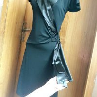 Черна еластична рокля до коляно М, снимка 3 - Рокли - 22460076