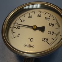 биметален термометър JUMO thermometer ф100mm, 0/+160°C, 0/+200°C, L-85mm, снимка 3 - Резервни части за машини - 35180837
