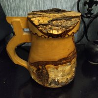Дървена кана  ( халба ) за бира от бреза , снимка 1 - Антикварни и старинни предмети - 37953474