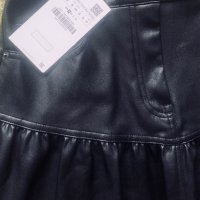 ZARA Нова с етикет черна кожена пола ЗАРА, снимка 2 - Поли - 39649253