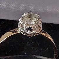 Антикварен Дамски златен 14к. пръстен с брилянт 0.65 карата, снимка 1 - Пръстени - 39762733