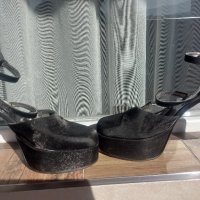 Дамски черни елегантни обувки за бал 39 номер, снимка 2 - Дамски обувки на ток - 44185513