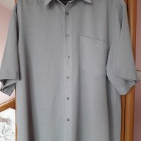 Мъжка риза с къс ръкав светлосива голям размер, снимка 1 - Ризи - 29143050