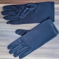 Черни къси сатенени ръкавици , снимка 1 - Ръкавици - 39042244
