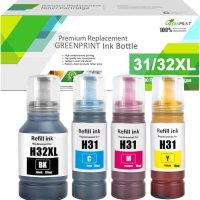 GREENPRINT 4 бутилки с мастило, съвместими с 31 32XL  за принтер H P ink Tank 315 319 455 515 516 , снимка 1 - Консумативи за принтери - 44437772